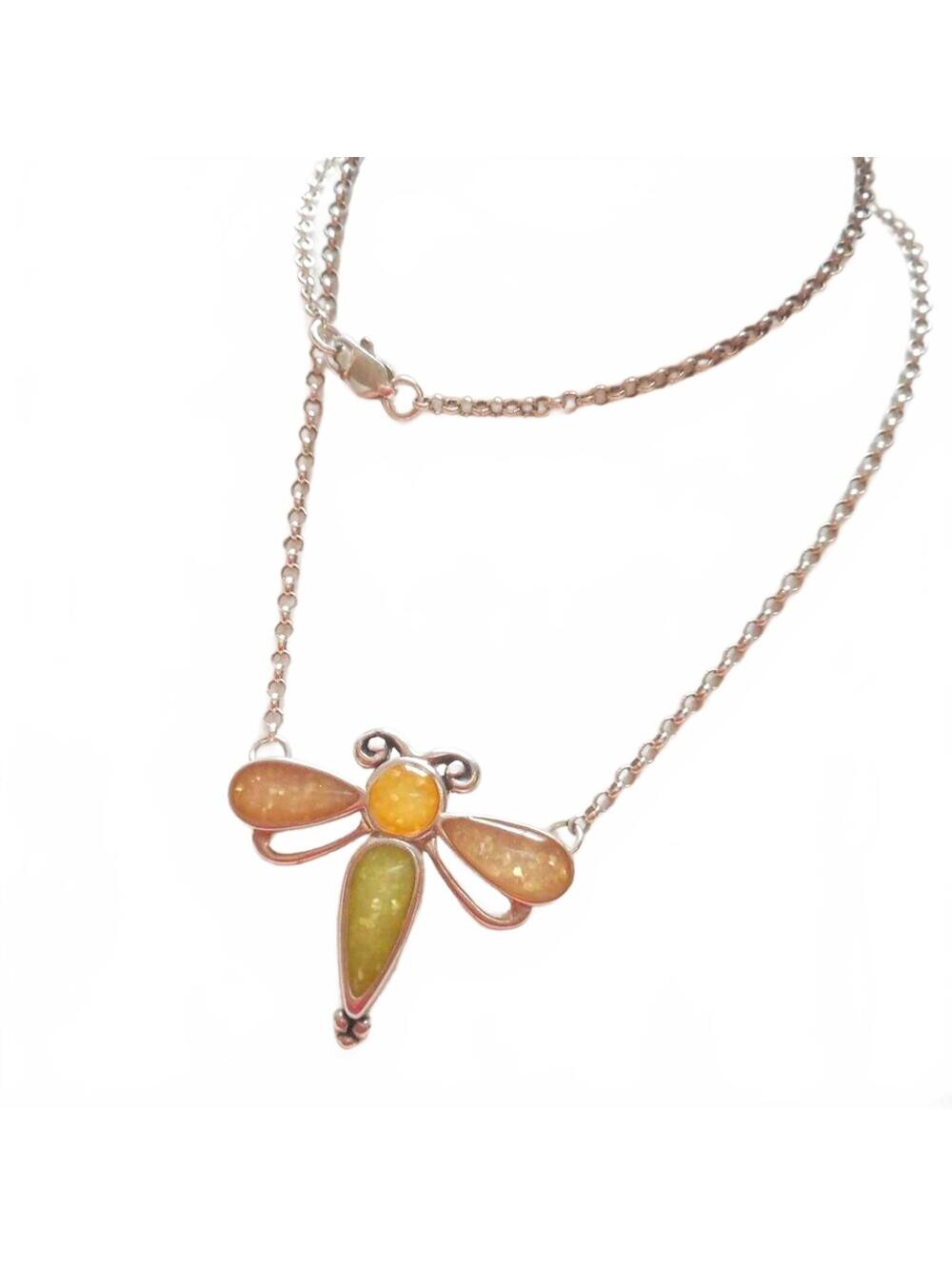 VTG Carolyn Pollack Relios 925 Sterling Dragonfly Necklace